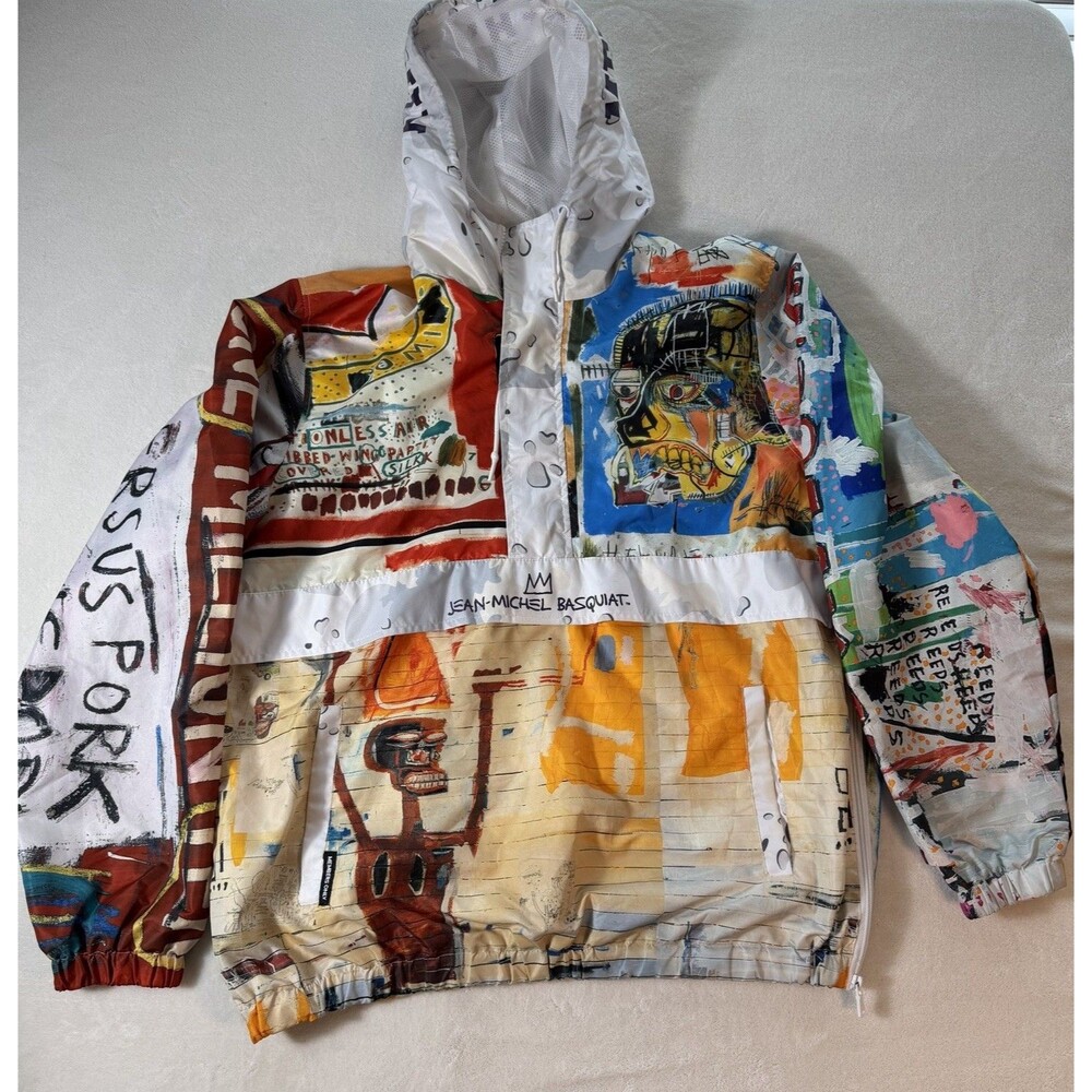 Members Only Jean-Michel Basquiat 1/4 Zip Jacket Lg  Pullover Hoodie Skater Art